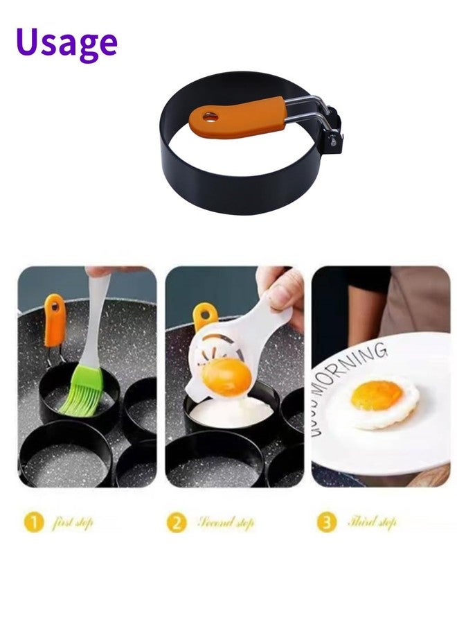 Bepisof 2pcs 3.5" Nonstick,Stainless Steel Round Fried Egg Rings with Orange Silicone Handle,Egg Mold Cooker Ring For Breakfast,Mini Pancakes, and Fried Eggs - Image 4